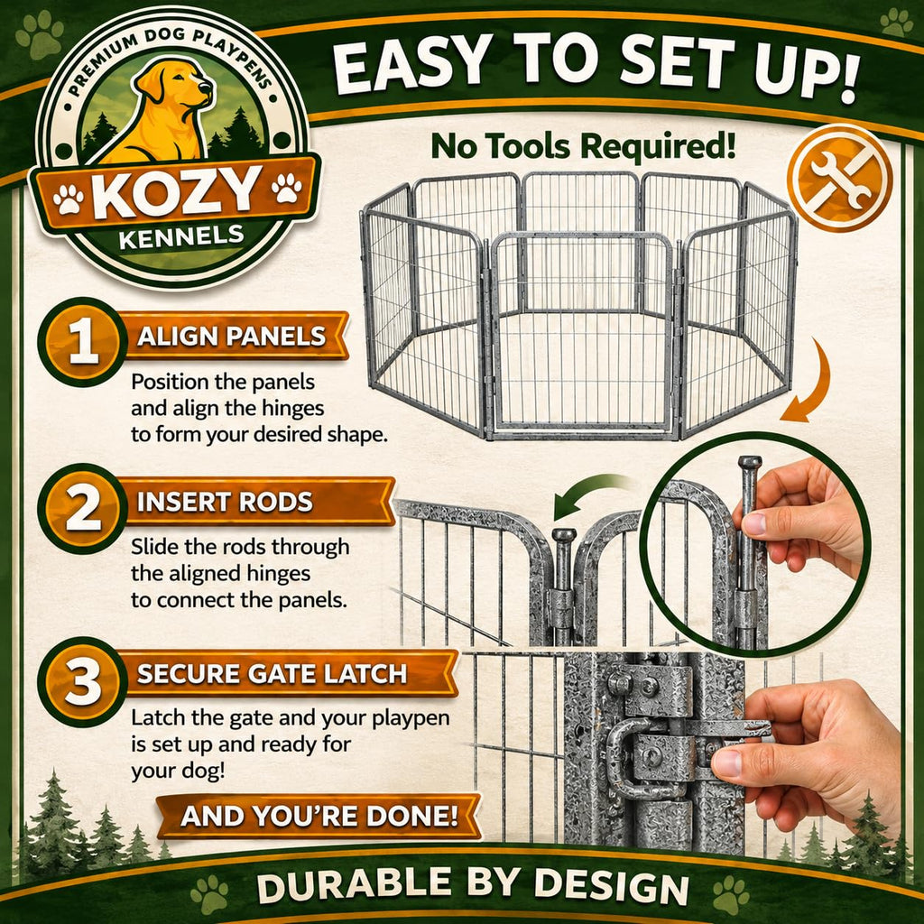 24 inch 16 Panels Heavy Duty Metal Portable Pet Playpen with Gate D950
