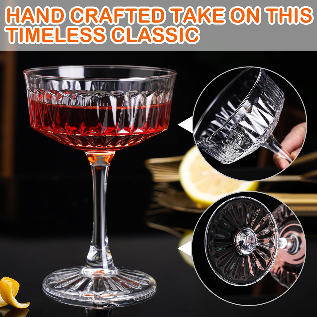 Crystal Coupe Glasses Set of 6, 6.8oz Cocktail Glasses W898