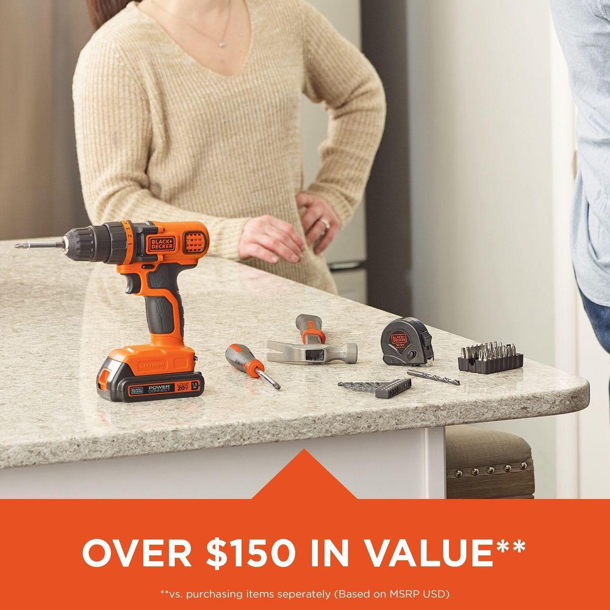 20V MAX 68-Piece Cordless Drill and Home Tool Kit with Storage Bag A81390