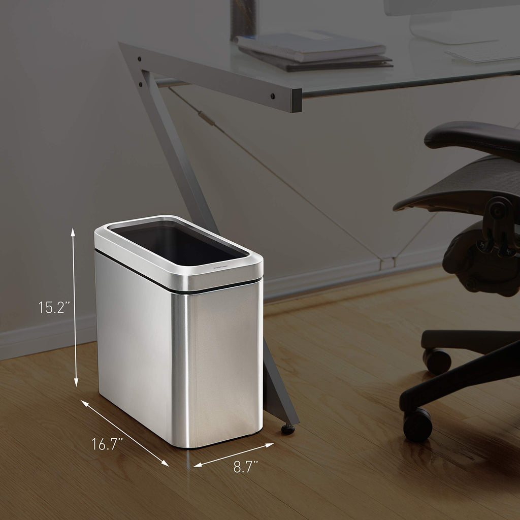 25L Brushed Stainless Steel Slim Open Trash Can R6250