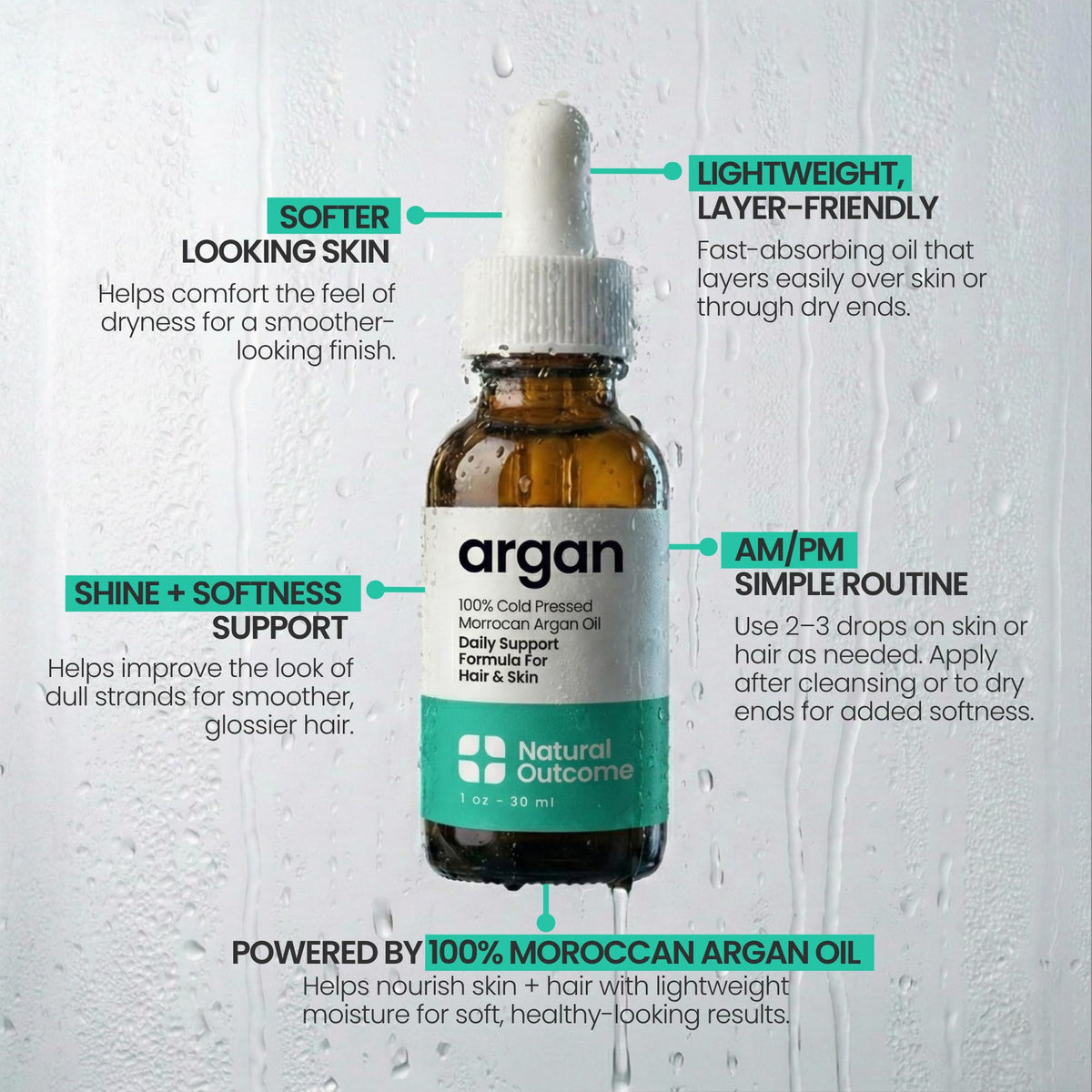 Argan Oil 100% Pure Moroccan Cold-Pressed Face, Body and Hair Oil 1 oz N42058