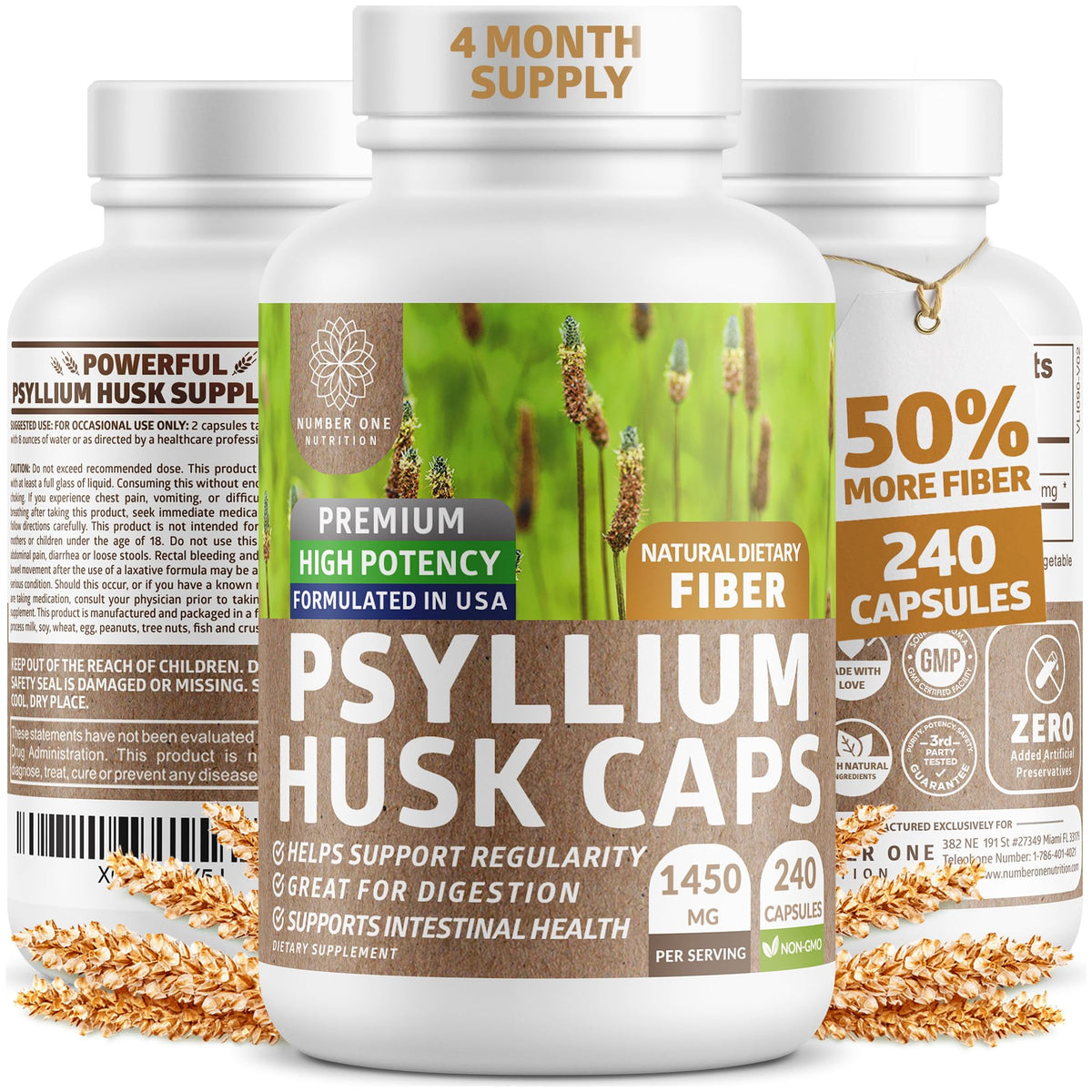 Psyllium Husk Capsules 1450mg 240 Caps G208580