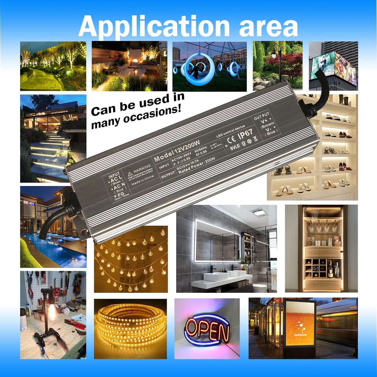 12V 200W IP67 Waterproof LED Transformer S4970