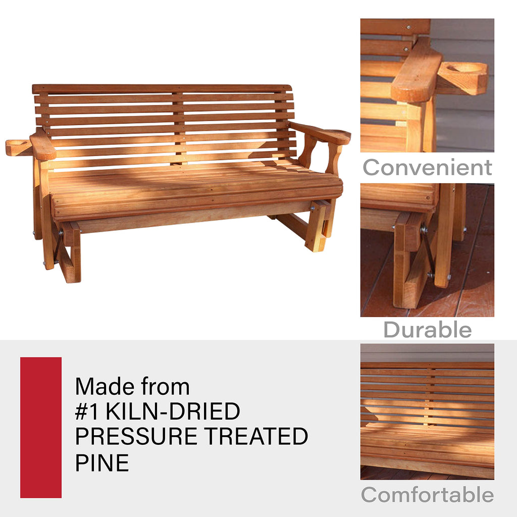 Heavy Duty Roll Back Porch Glider with Cupholders C107045