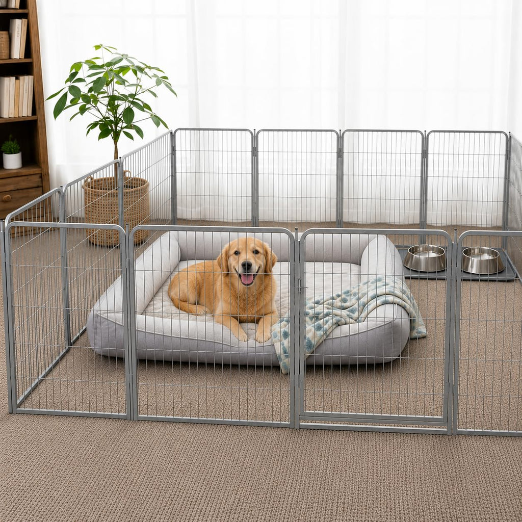 24 inch 16 Panels Heavy Duty Metal Portable Pet Playpen with Gate D950