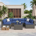 7-Piece Outdoor Rattan Sectional Sofa Set with Coffee Table L508345
