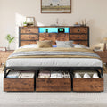 King Size Bed Frame with 9 Drawers and Charging Station O81872
