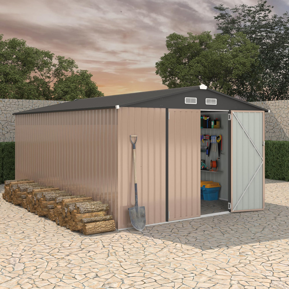 10x14 ft Metal Outdoor Storage Shed C1643