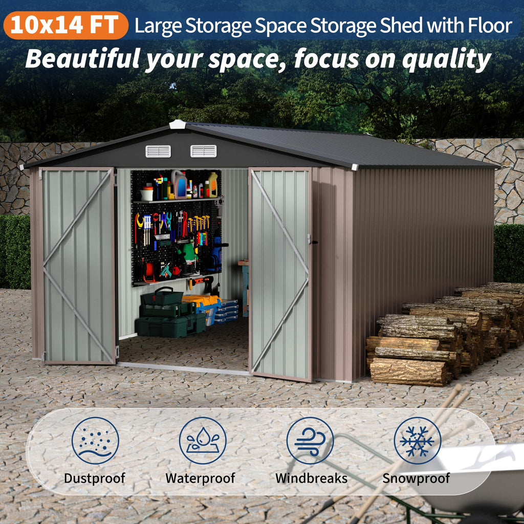 10x14 ft Metal Outdoor Storage Shed C1643