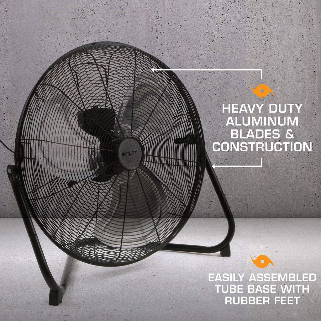 High Velocity Metal Blade Floor Fan, 3 Speeds, Black, 20in S558346