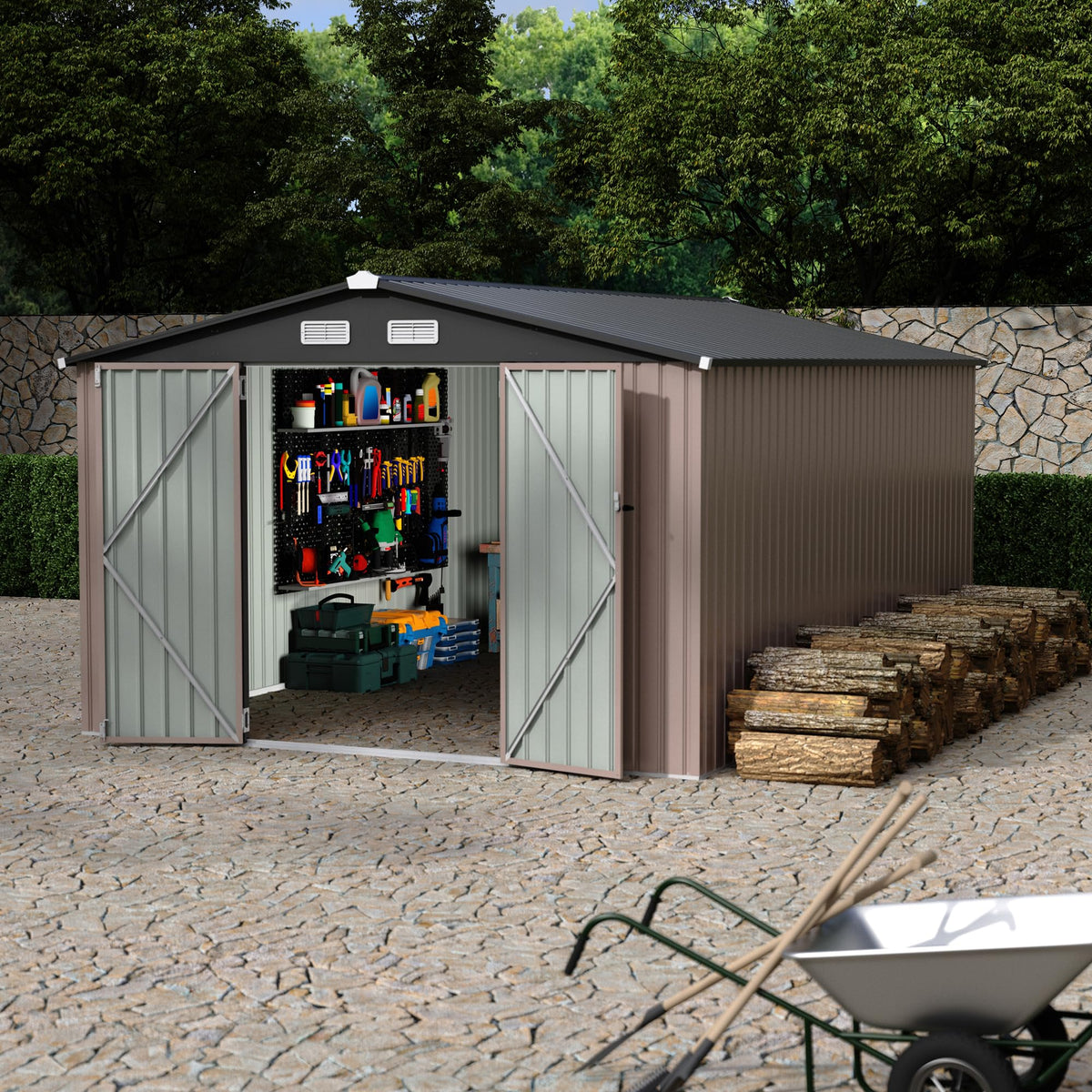 10x14 ft Metal Outdoor Storage Shed C1643