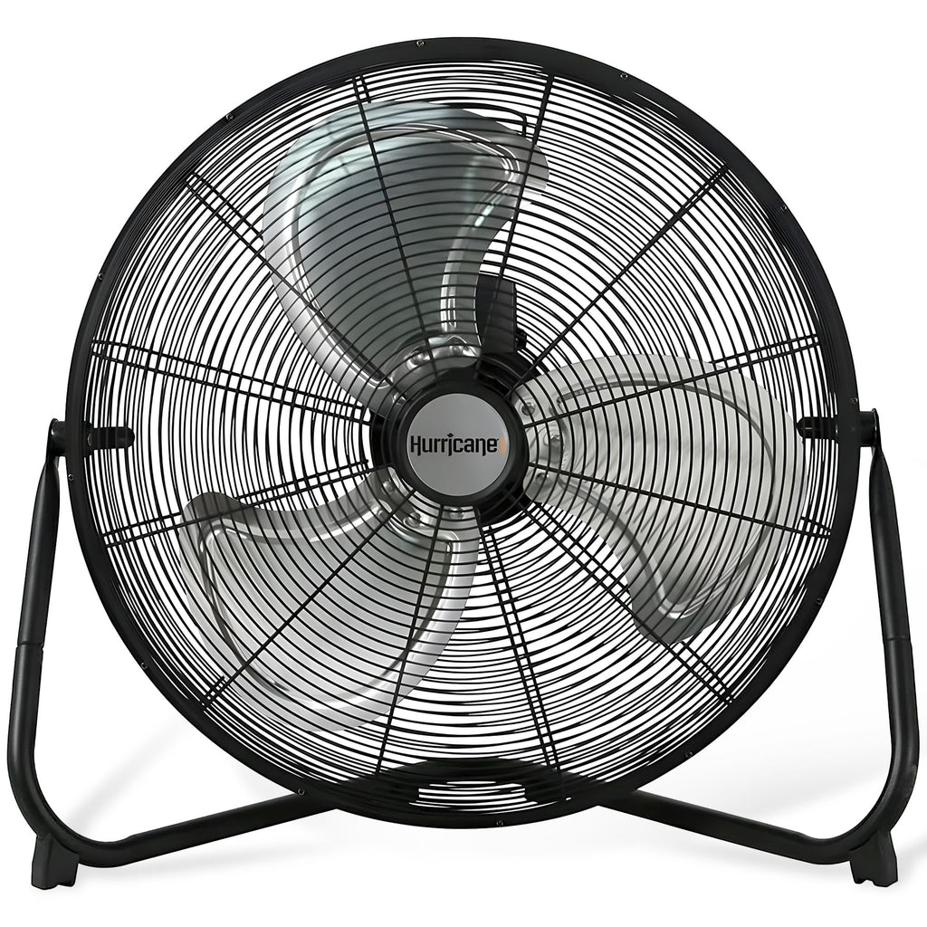 High Velocity Metal Blade Floor Fan, 3 Speeds, Black, 20in S558346