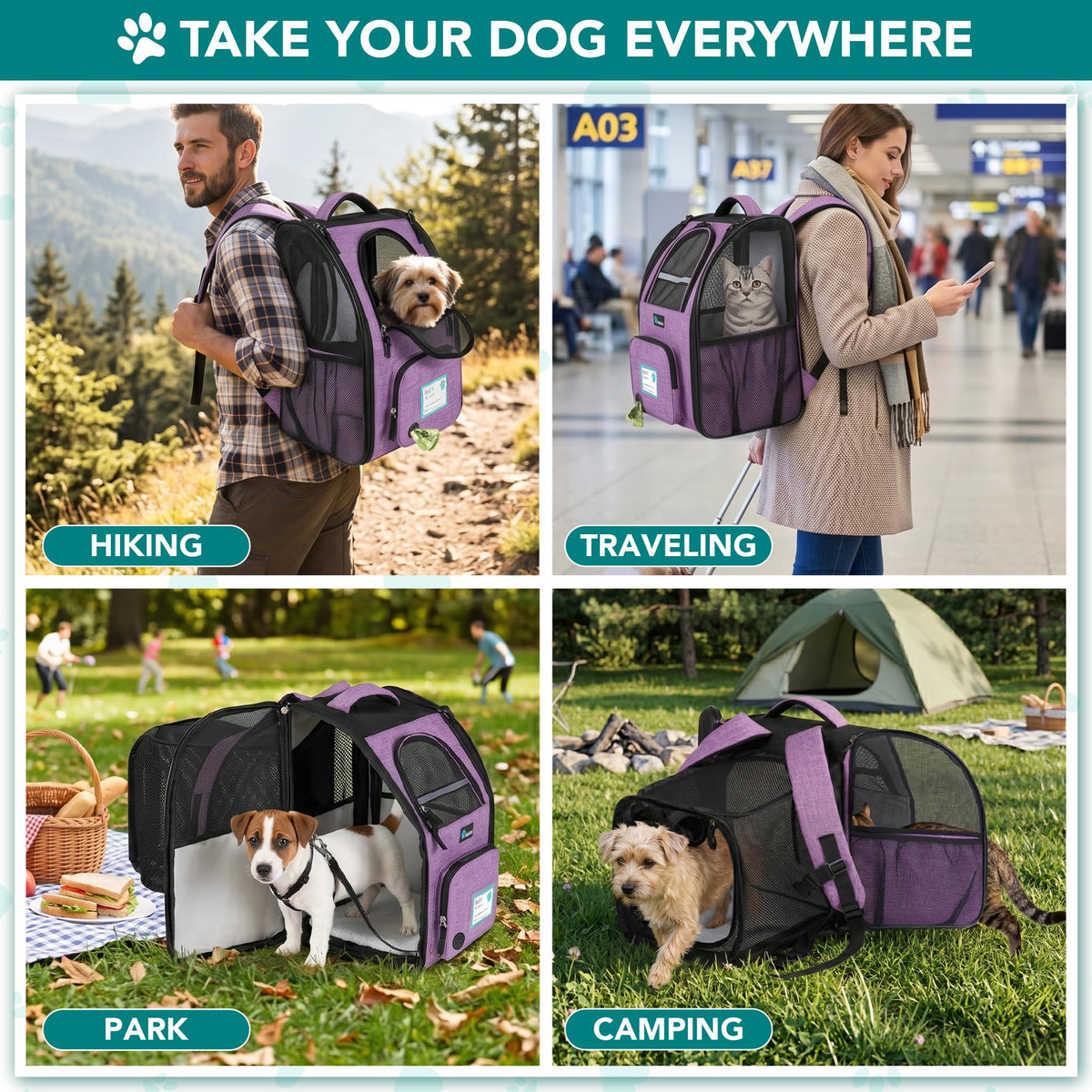 Expandable Dog Cat Backpack Carrier D319889