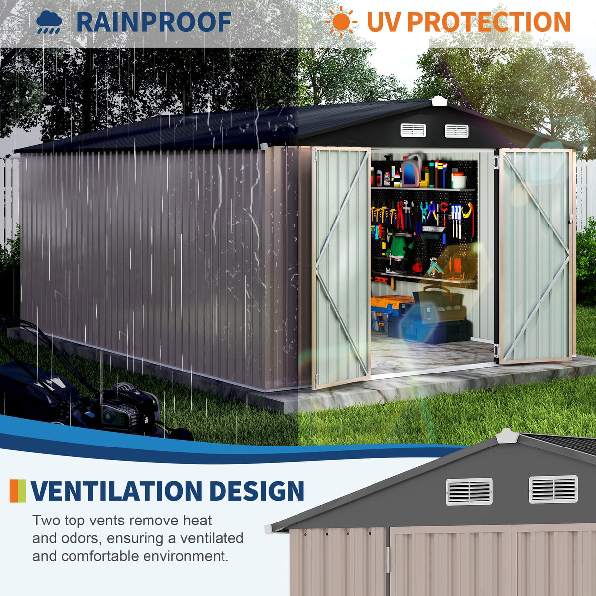10x14 ft Metal Outdoor Storage Shed C1643