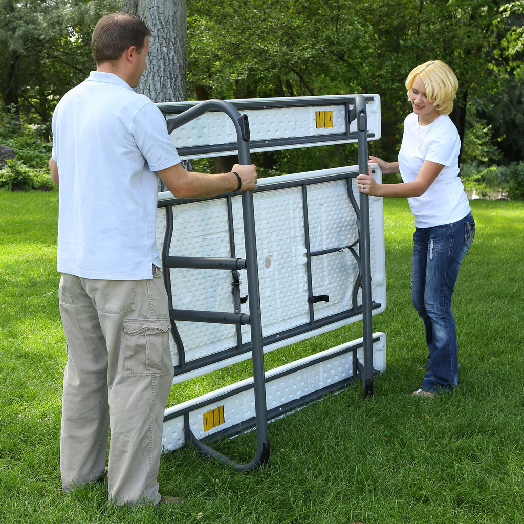 Folding Picnic Table 6 Feet White Granite C20687