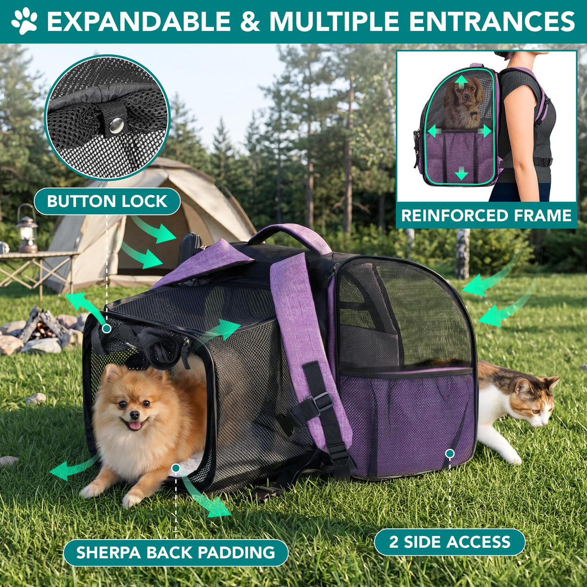 Expandable Dog Cat Backpack Carrier D319889