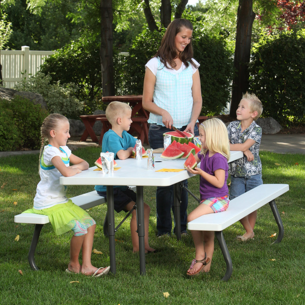 Folding Picnic Table 6 Feet White Granite C20687