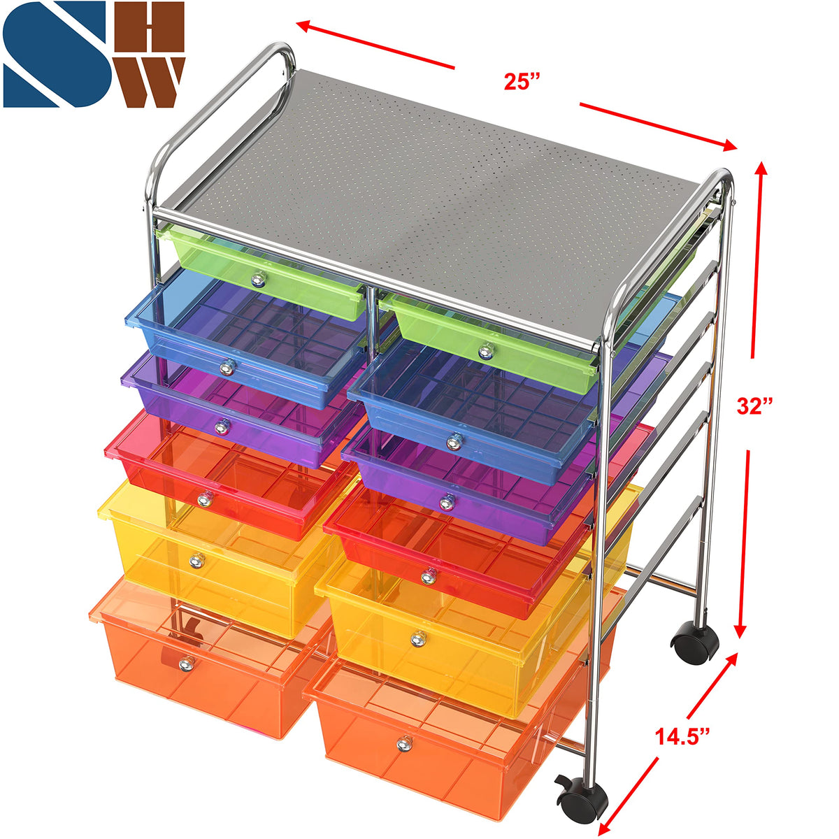 12 Drawers Rolling Utility Cart Organizer S812449