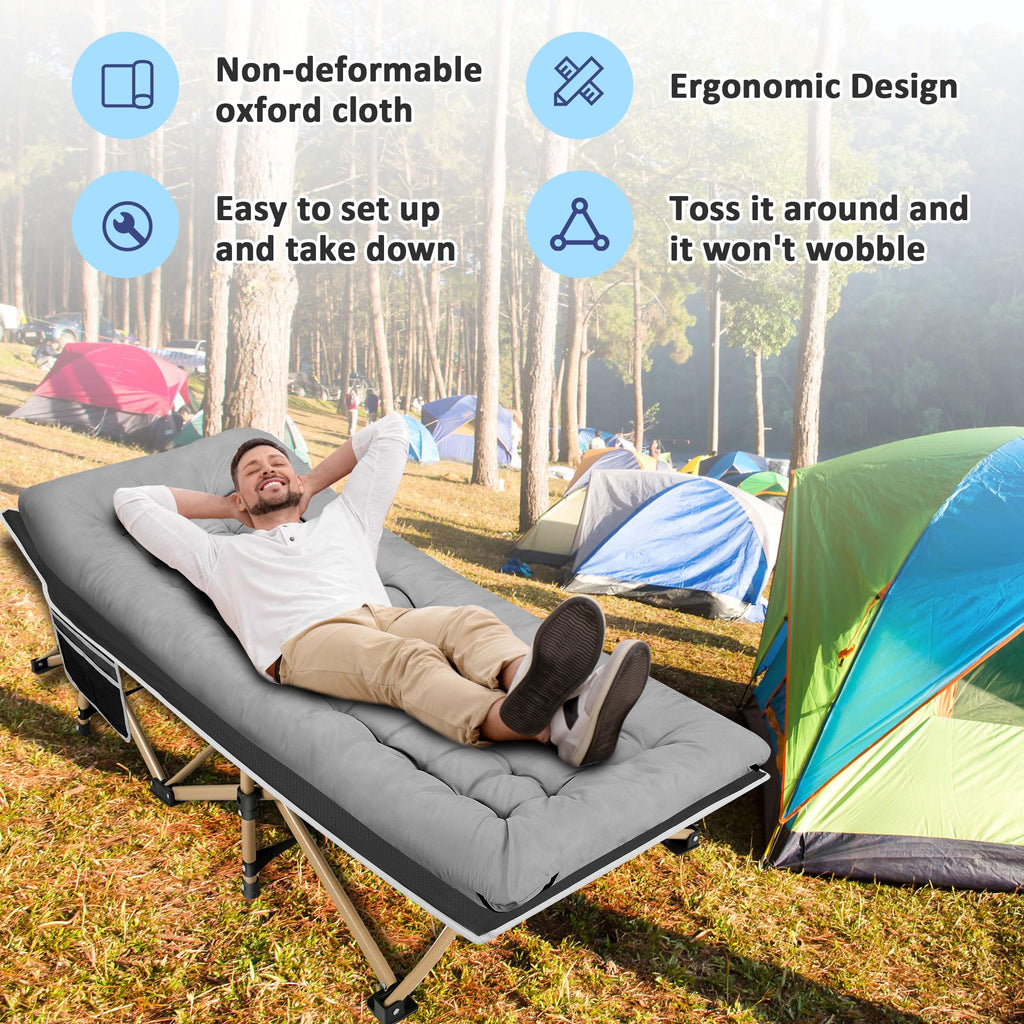Folding Camping Cot with Mattress and Carry Bag Y286